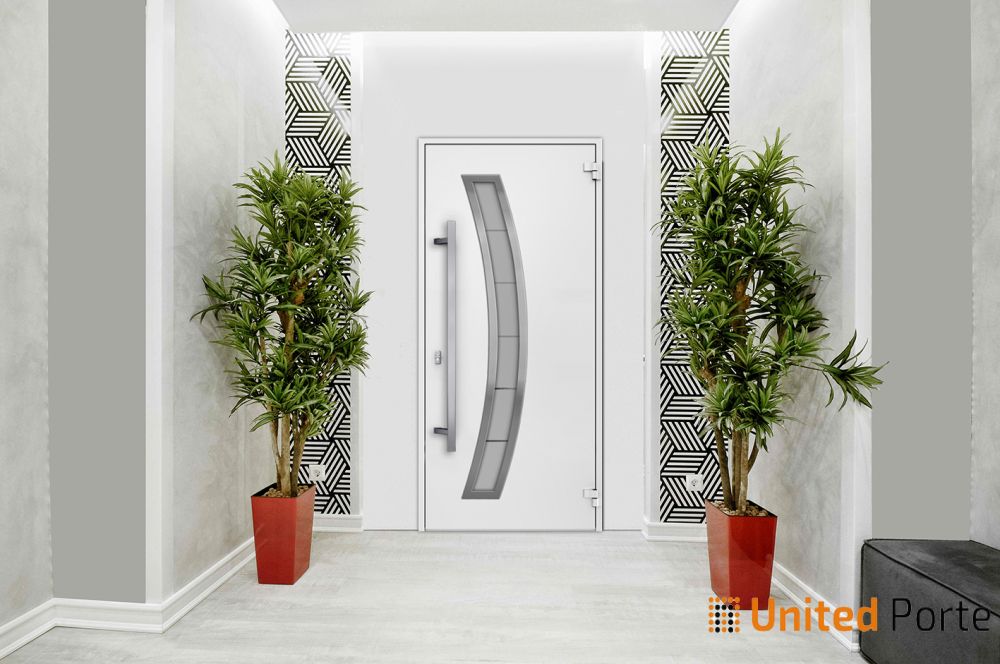Front Exterior Prehung Steel Door | Stainless Inserts Single Modern Painted Door | Buy Doors Online