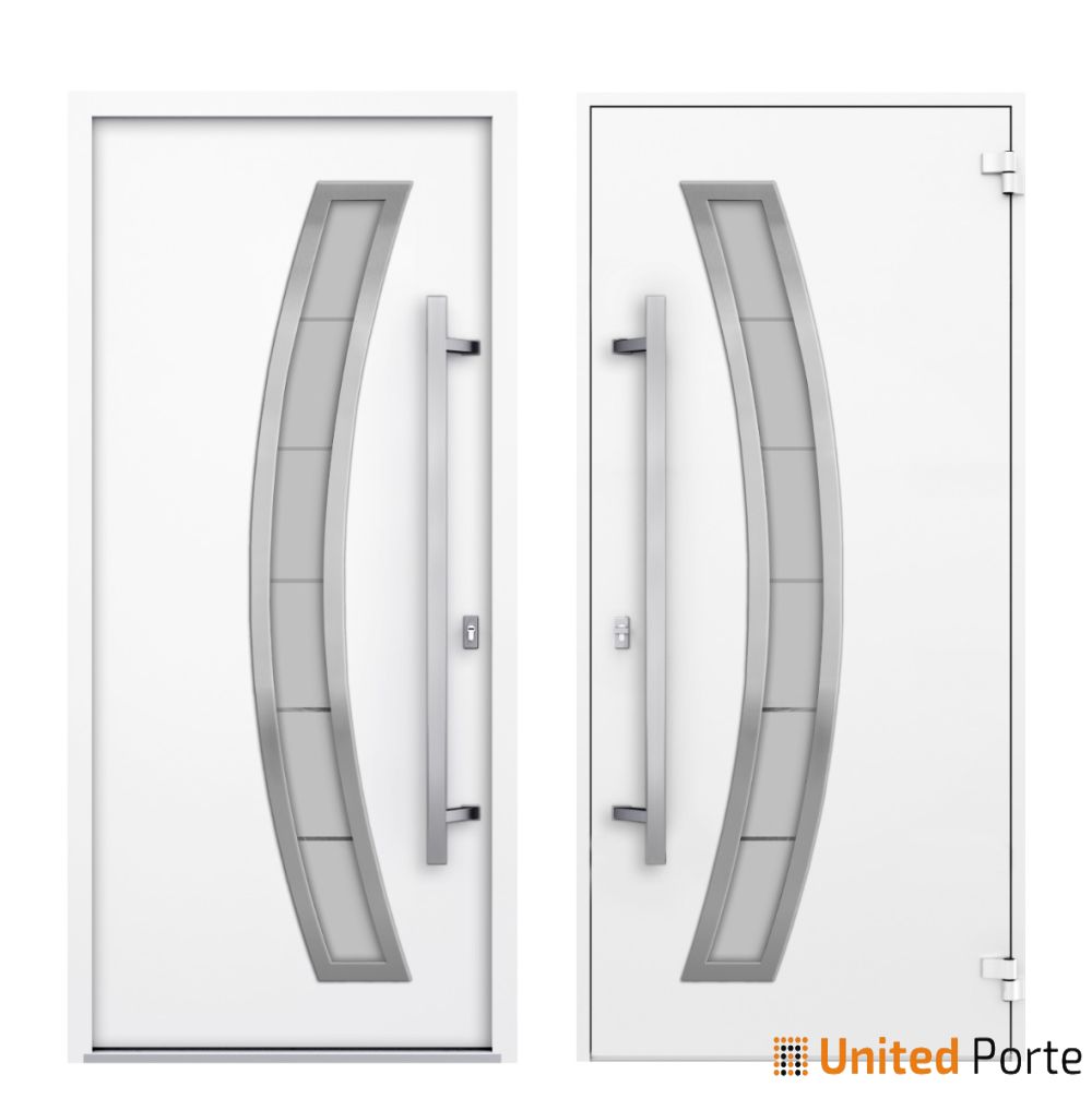 Front Exterior Prehung Steel Door | Stainless Inserts Single Modern Painted Door | Buy Doors Online