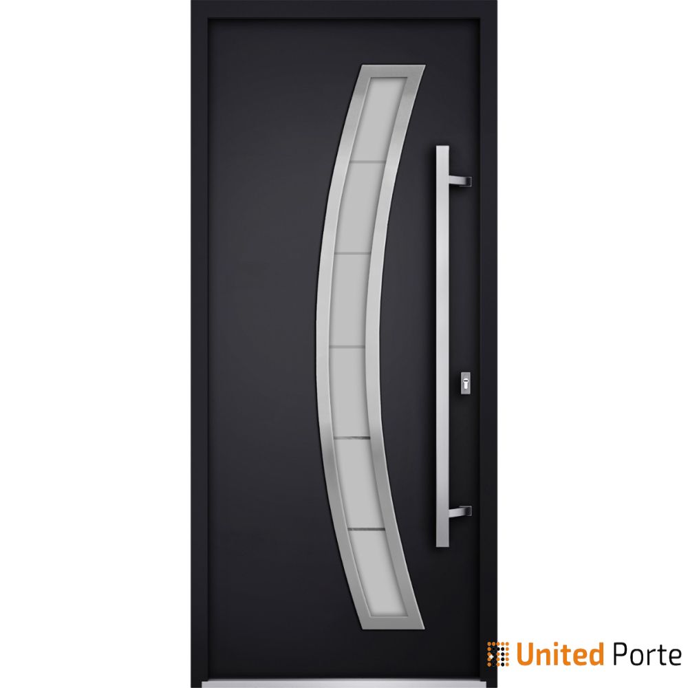 Front Exterior Prehung Steel Door | Stainless Inserts Single Modern Painted Door | Buy Doors Online