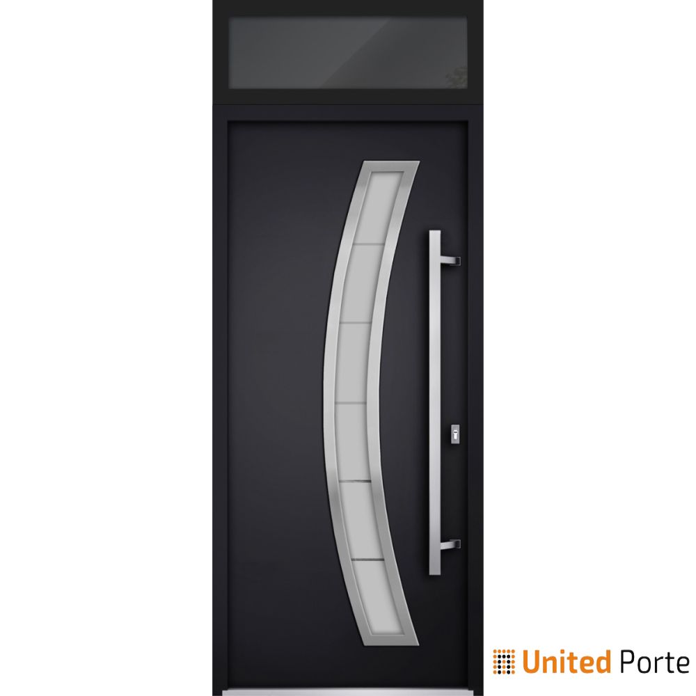 Front Exterior Prehung Steel Door | Stainless Inserts Single Modern Painted Door | Buy Doors Online