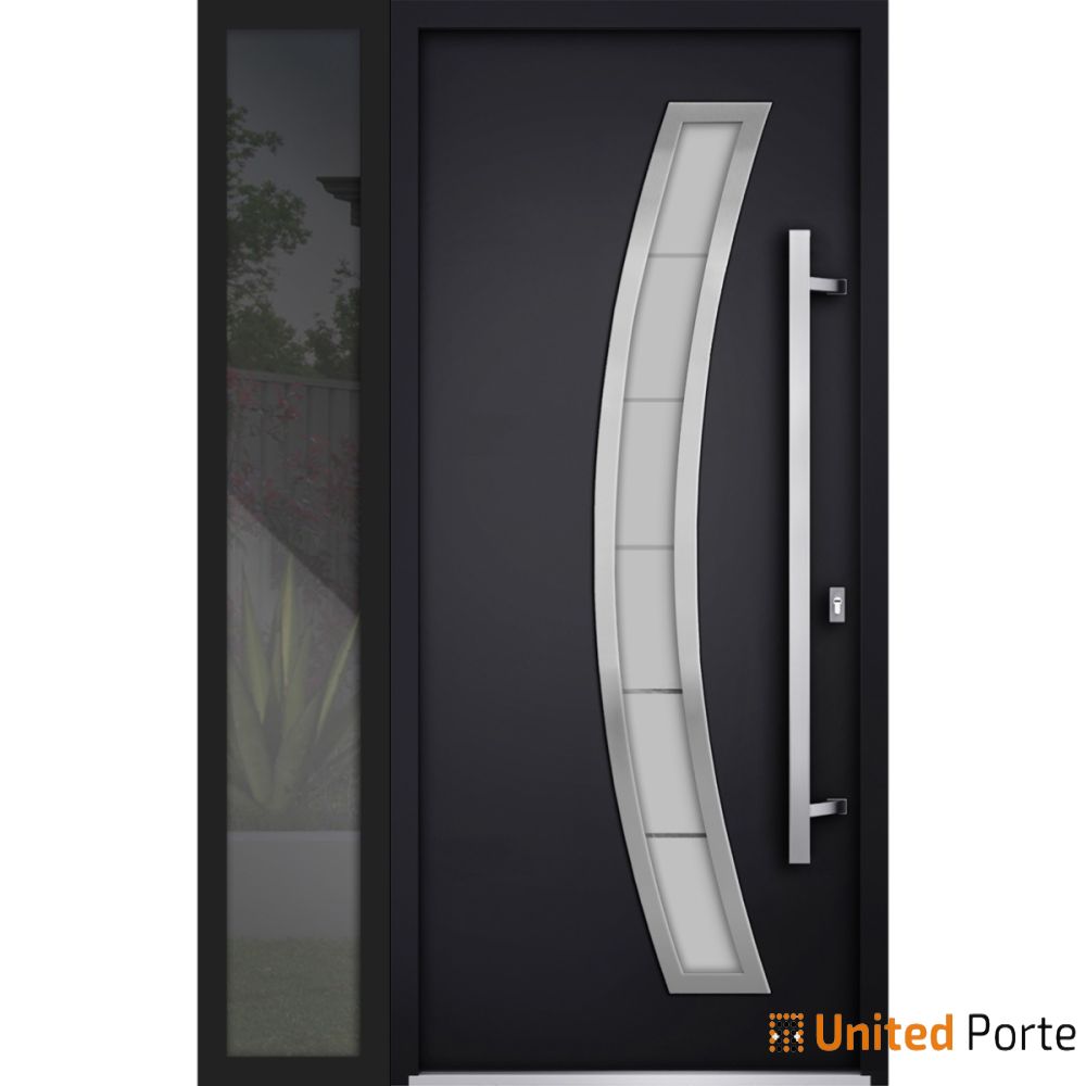 Front Exterior Prehung Steel Door | Stainless Inserts Single Modern Painted Door | Buy Doors Online