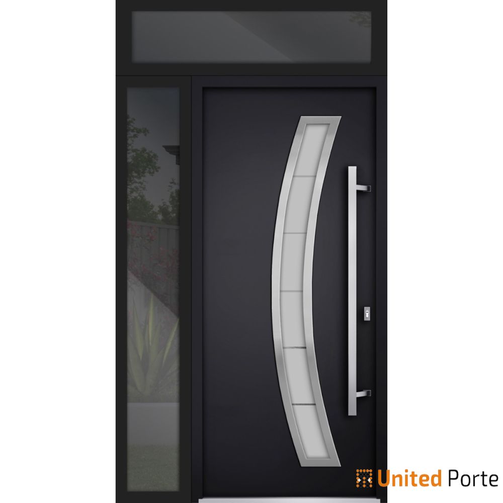 Front Exterior Prehung Steel Door | Stainless Inserts Single Modern Painted Door | Buy Doors Online