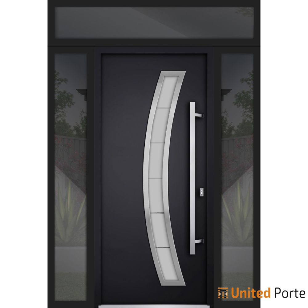 Front Exterior Prehung Steel Door | Stainless Inserts Single Modern Painted Door | Buy Doors Online