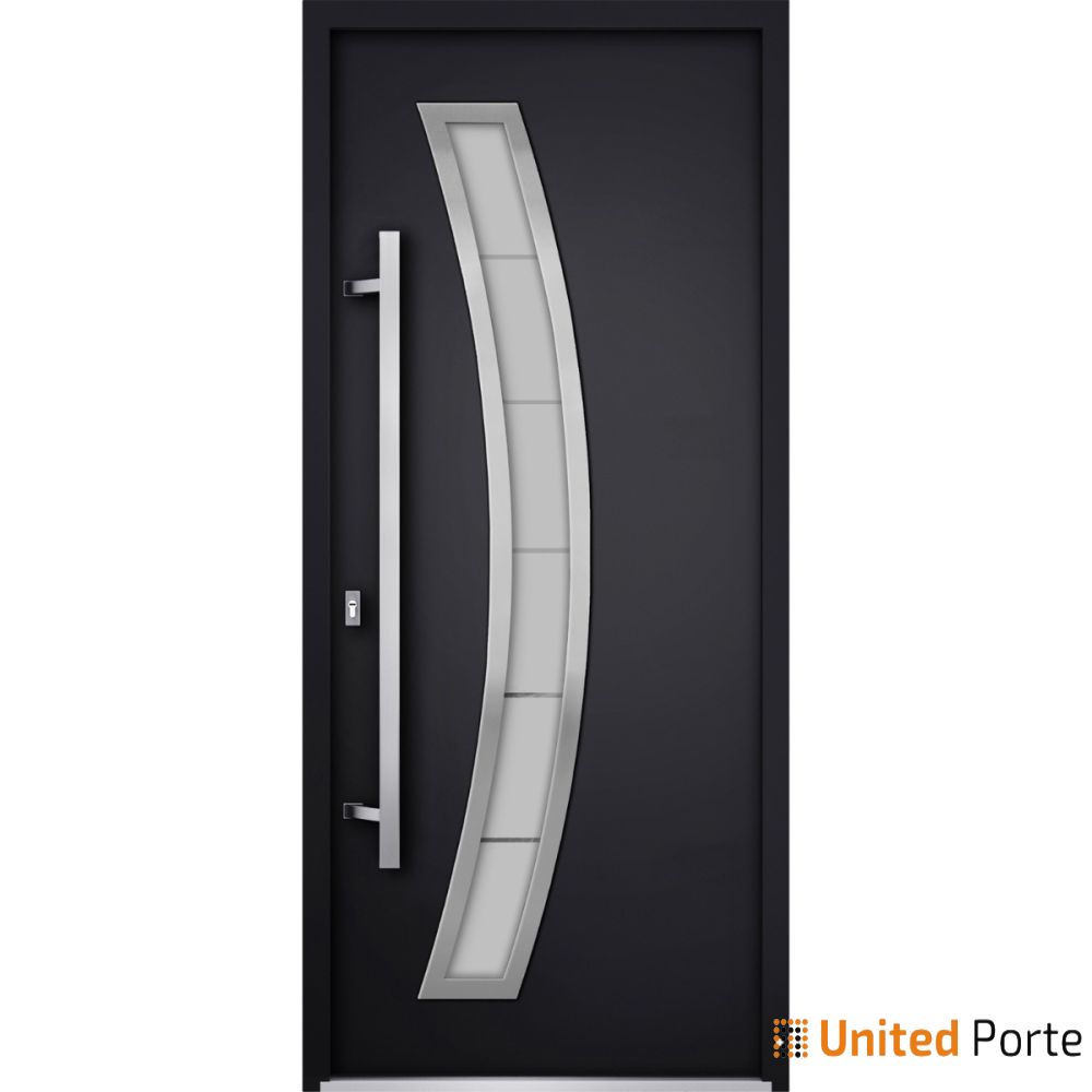 Front Exterior Prehung Steel Door | Stainless Inserts Single Modern Painted Door | Buy Doors Online