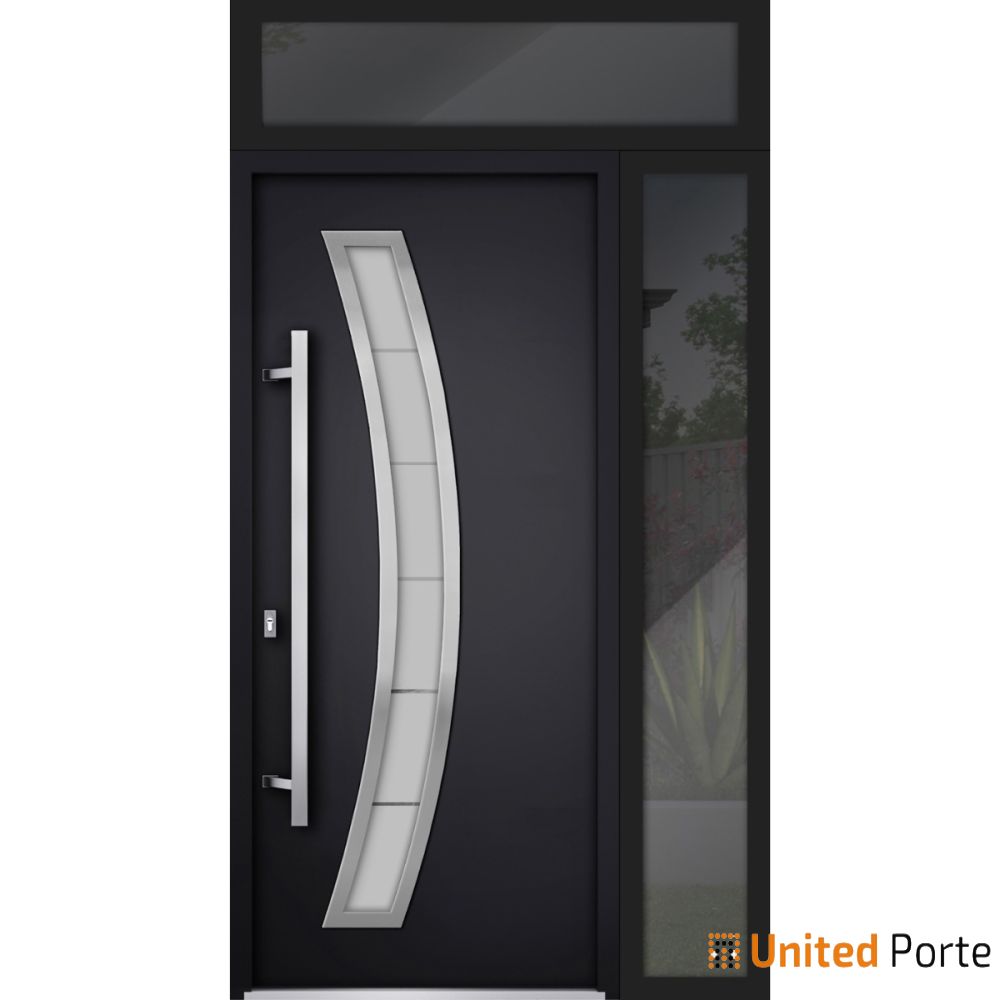 Front Exterior Prehung Steel Door | Stainless Inserts Single Modern Painted Door | Buy Doors Online