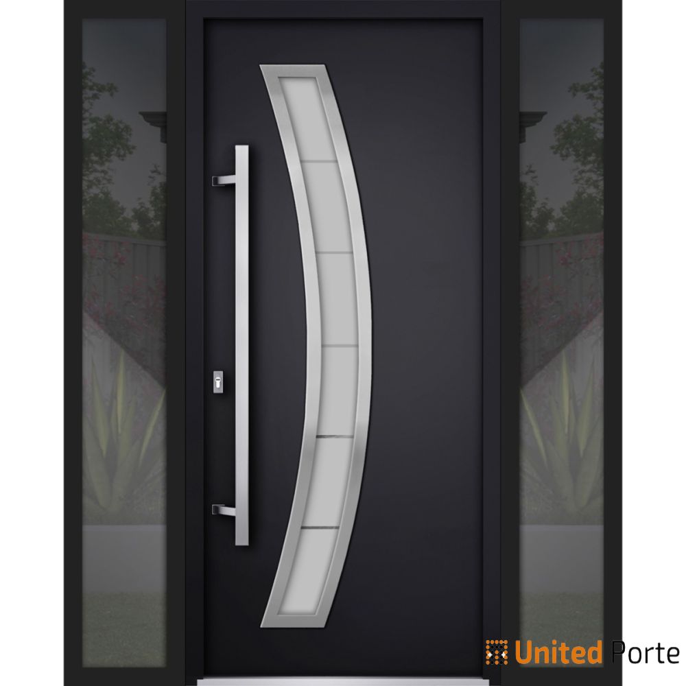 Front Exterior Prehung Steel Door | Stainless Inserts Single Modern Painted Door | Buy Doors Online