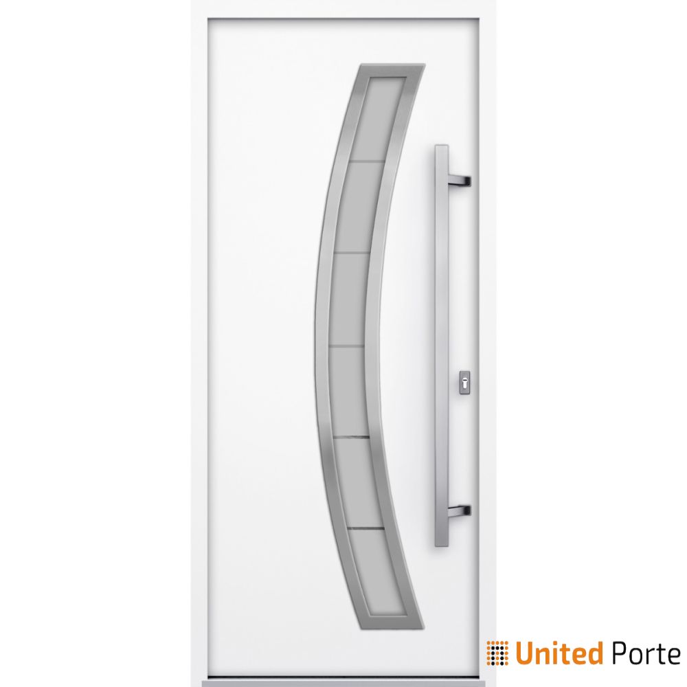 Front Exterior Prehung Steel Door | Stainless Inserts Single Modern Painted Door | Buy Doors Online