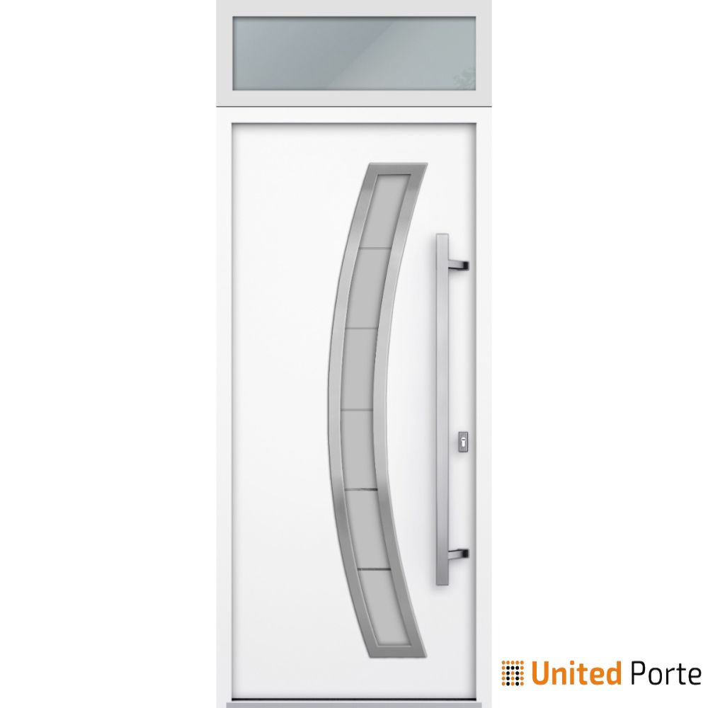 Front Exterior Prehung Steel Door | Stainless Inserts Single Modern Painted Door | Buy Doors Online