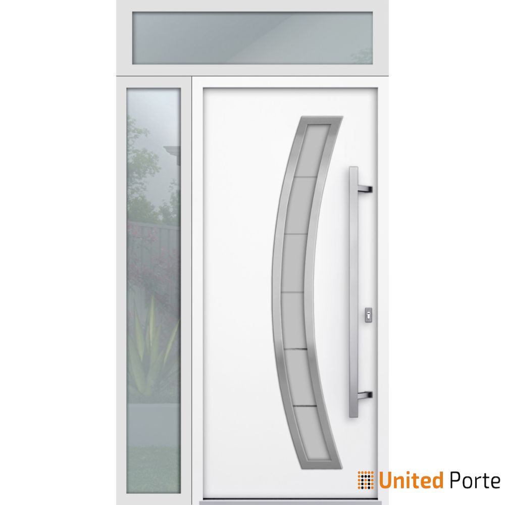 Front Exterior Prehung Steel Door | Stainless Inserts Single Modern Painted Door | Buy Doors Online