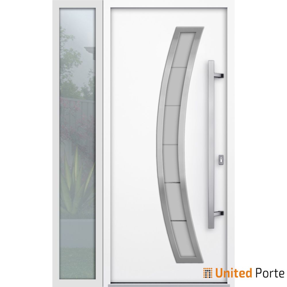 Front Exterior Prehung Steel Door | Stainless Inserts Single Modern Painted Door | Buy Doors Online