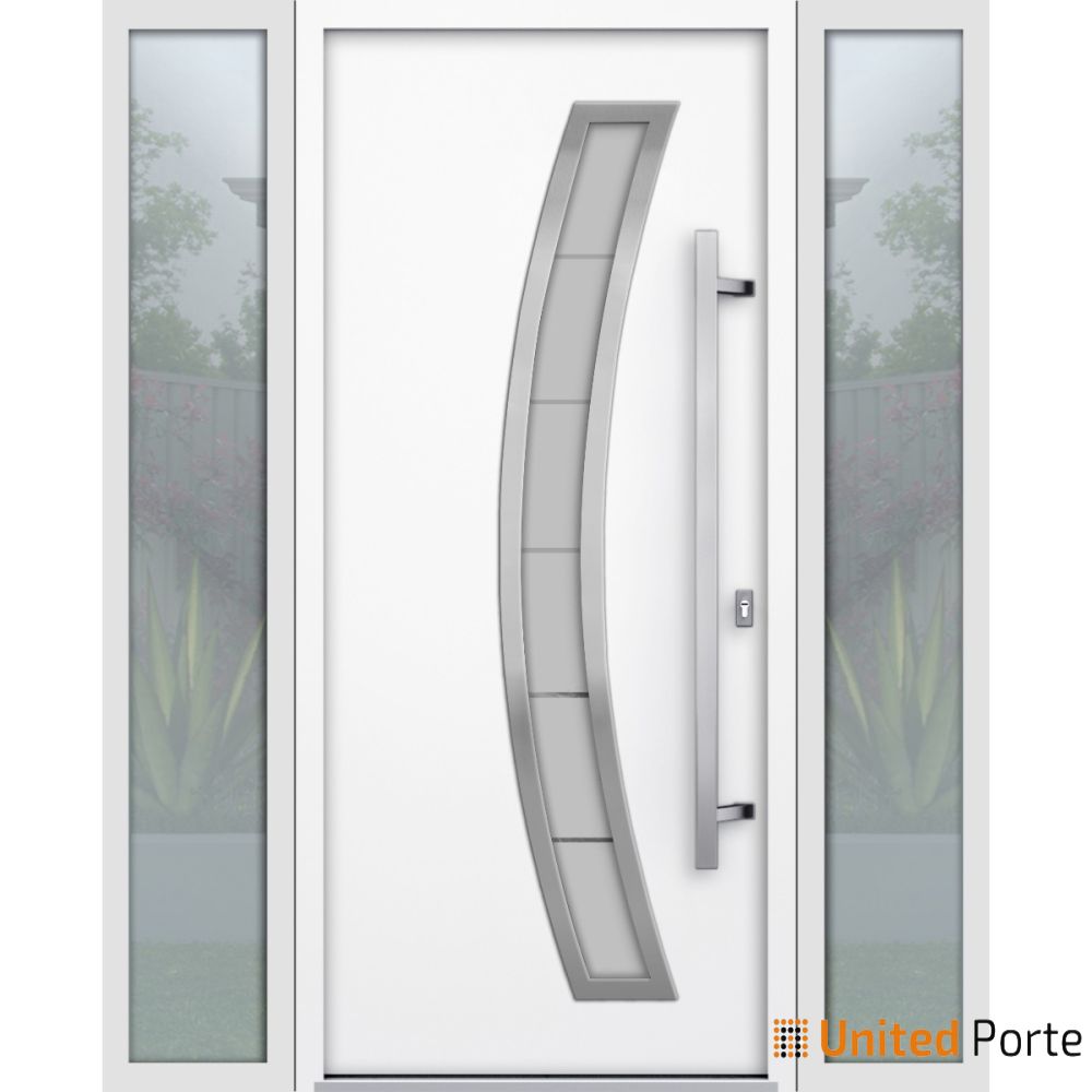 Front Exterior Prehung Steel Door | Stainless Inserts Single Modern Painted Door | Buy Doors Online