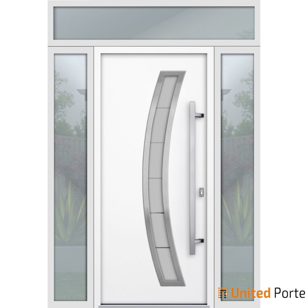 Front Exterior Prehung Steel Door | Stainless Inserts Single Modern Painted Door | Buy Doors Online