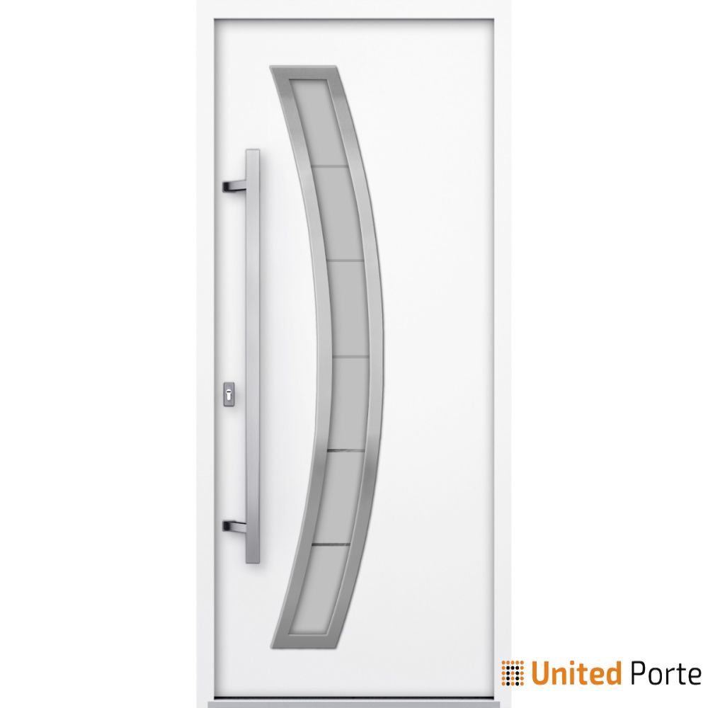 Front Exterior Prehung Steel Door | Stainless Inserts Single Modern Painted Door | Buy Doors Online