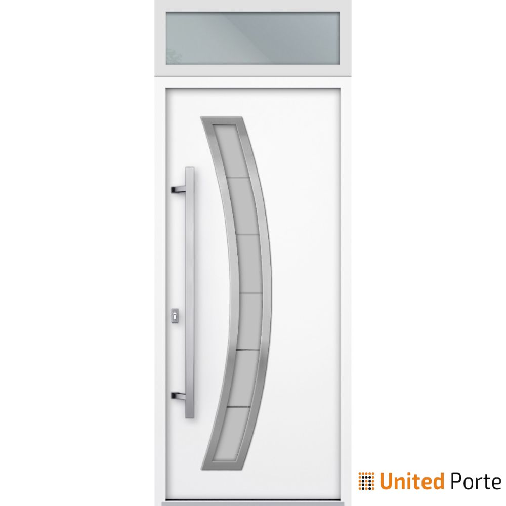 Front Exterior Prehung Steel Door | Stainless Inserts Single Modern Painted Door | Buy Doors Online