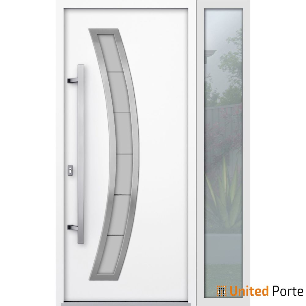 Front Exterior Prehung Steel Door | Stainless Inserts Single Modern Painted Door | Buy Doors Online