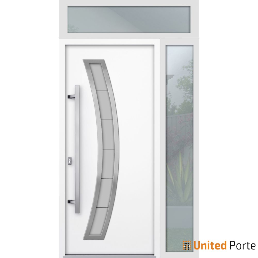 Front Exterior Prehung Steel Door | Stainless Inserts Single Modern Painted Door | Buy Doors Online