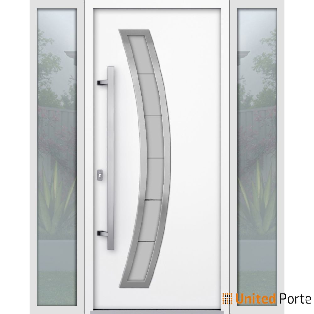 Front Exterior Prehung Steel Door | Stainless Inserts Single Modern Painted Door | Buy Doors Online
