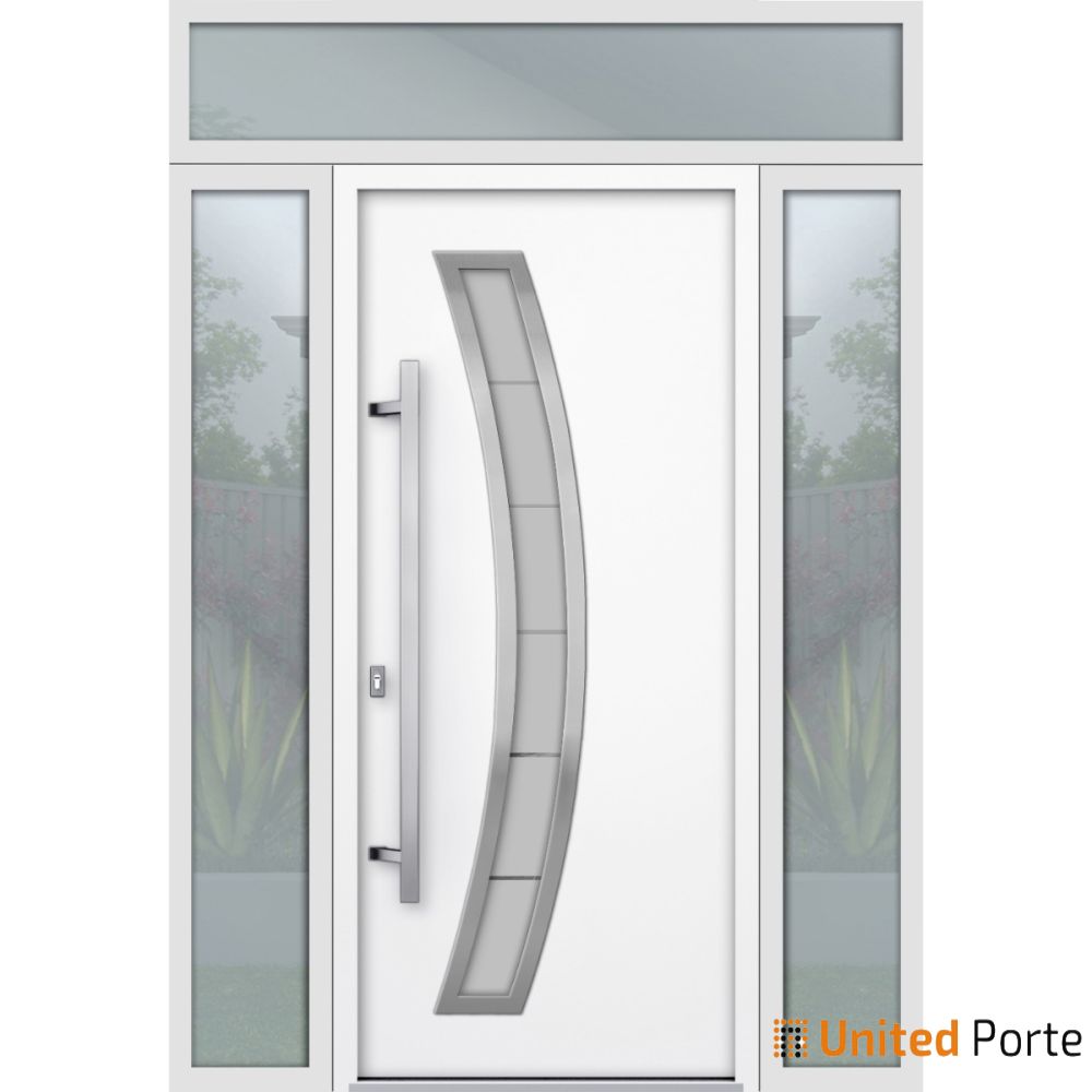 Front Exterior Prehung Steel Door | Stainless Inserts Single Modern Painted Door | Buy Doors Online