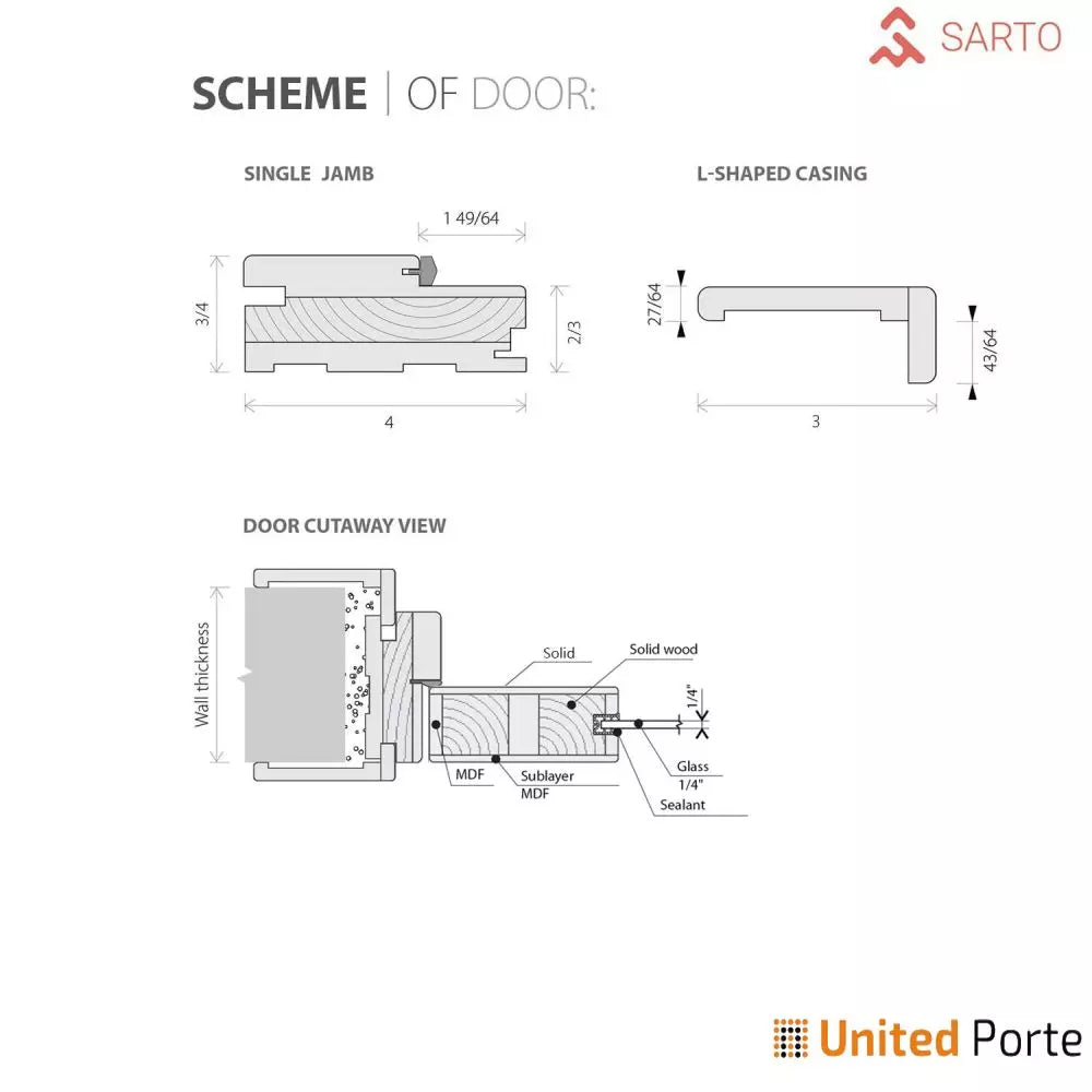 Solid French Door with Frosted Glass | Bathroom Bedroom Sturdy Doors | Buy Doors Online