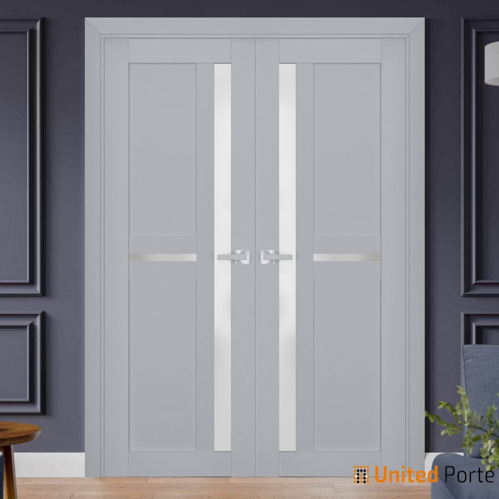 Interior Solid French Door with Frosted Glass | Bathroom Bedroom Sturdy Doors | Buy Doors Online