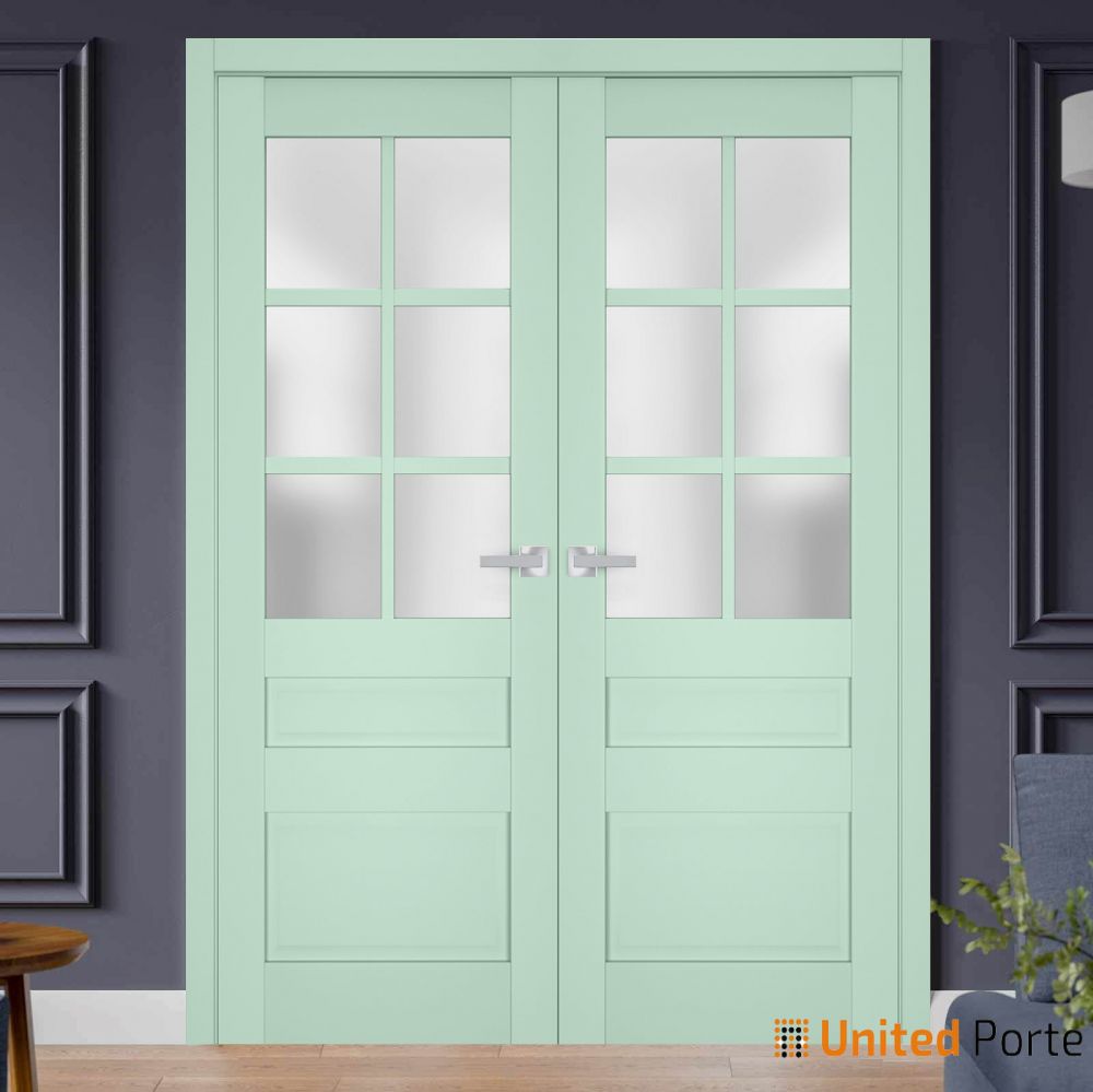 Interior Solid French Door with Frosted Glass | Bathroom Bedroom Sturdy Doors | Buy Doors Online