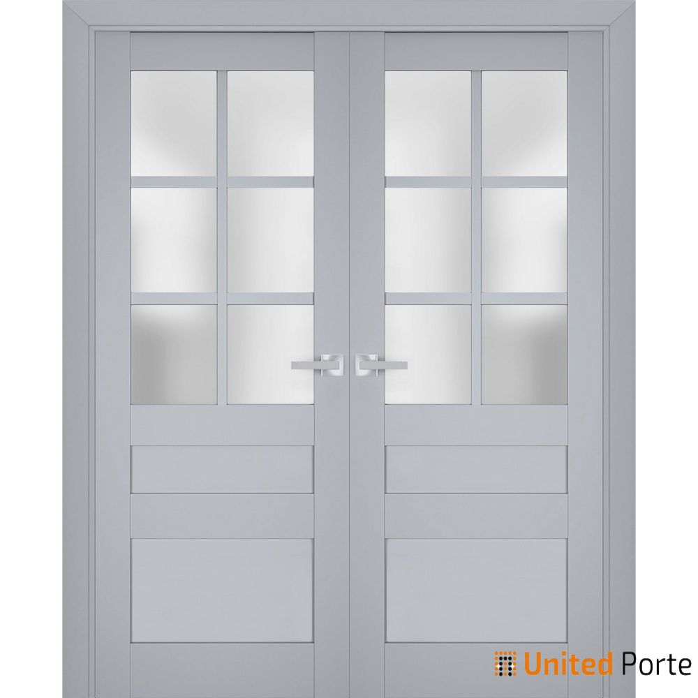 Interior Solid French Door with Frosted Glass | Bathroom Bedroom Sturdy Doors | Buy Doors Online