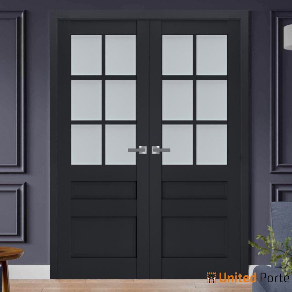 Interior Solid French Door with Frosted Glass | Bathroom Bedroom Sturdy Doors | Buy Doors Online