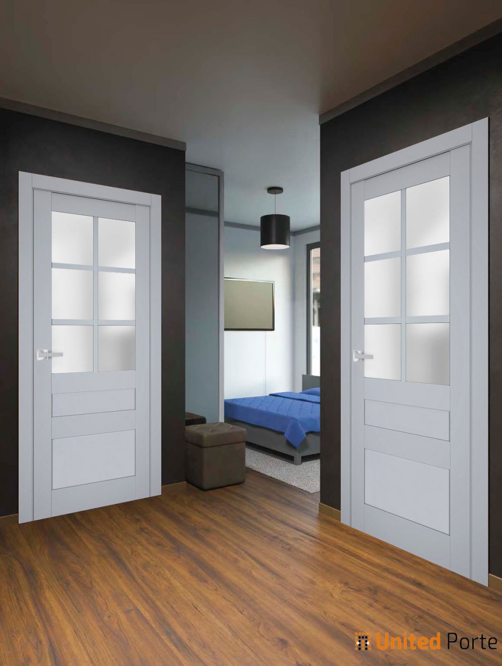 Interior Solid French Door with Frosted Glass | Bathroom Bedroom Sturdy Doors | Buy Doors Online