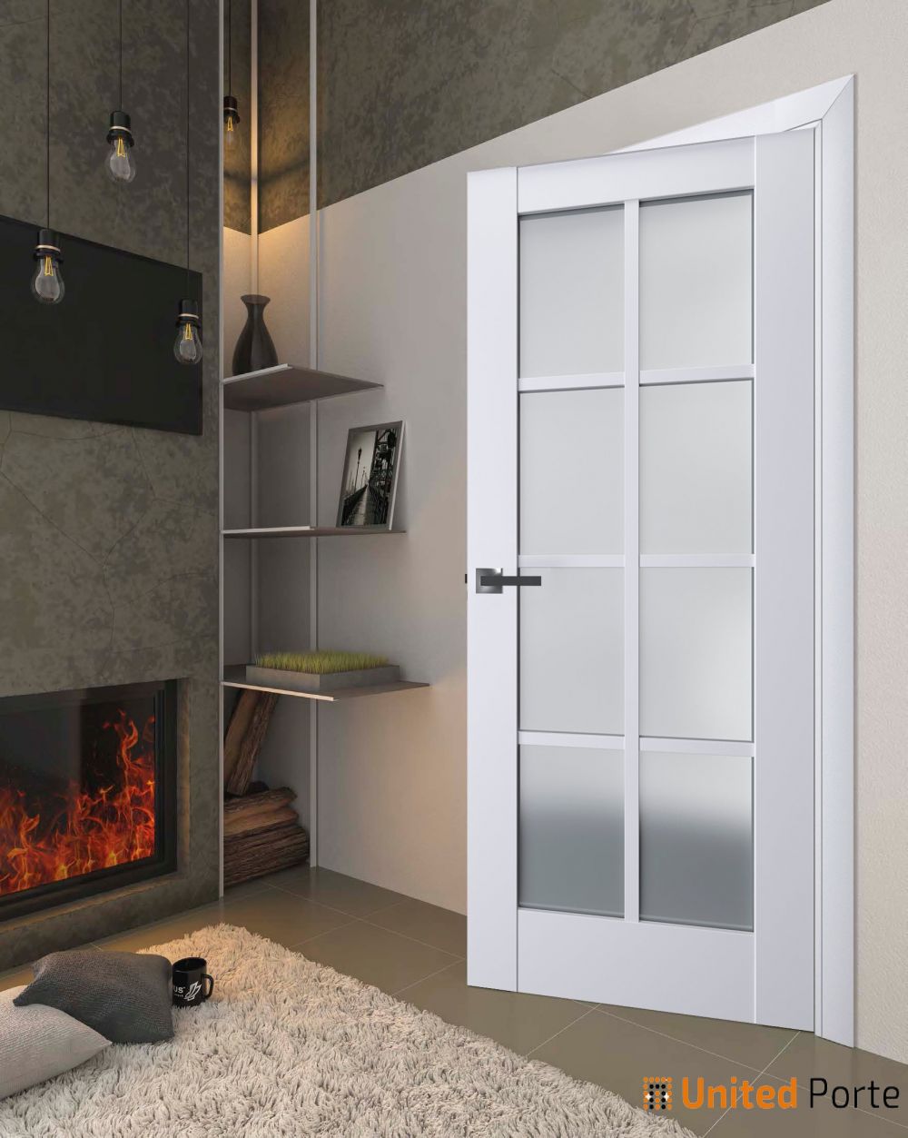 Interior Solid French Door with Frosted Glass | Bathroom Bedroom Sturdy Doors | Buy Doors Online