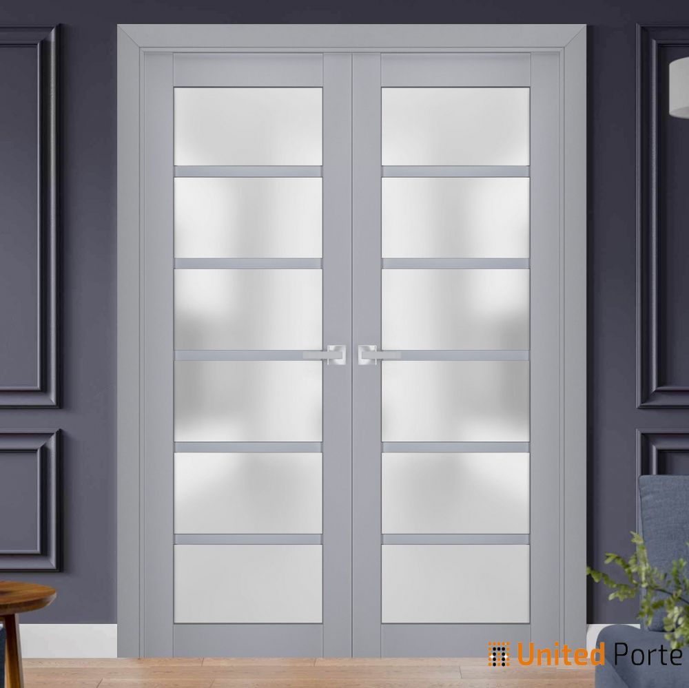 Interior Solid French Door with Frosted Glass | Bathroom Bedroom Sturdy Doors | Buy Doors Online