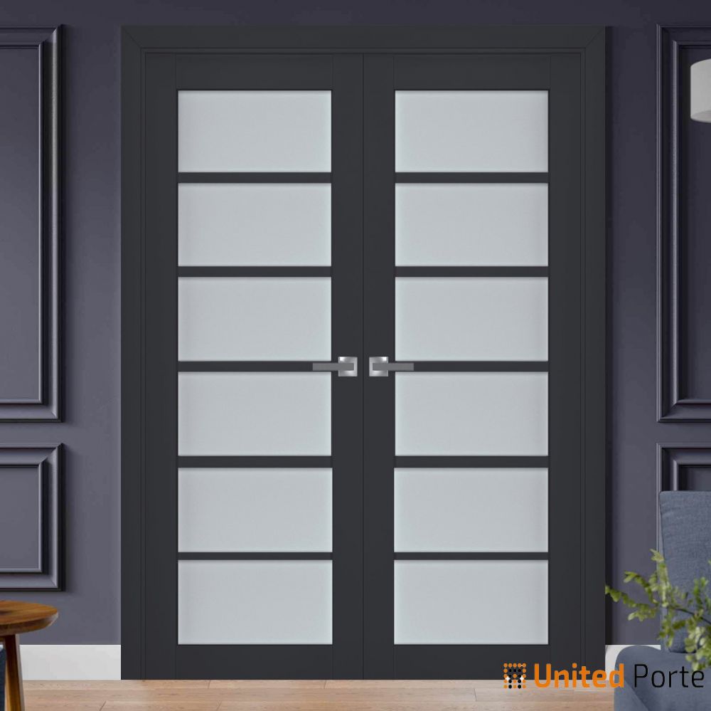 Interior Solid French Door with Frosted Glass | Bathroom Bedroom Sturdy Doors | Buy Doors Online