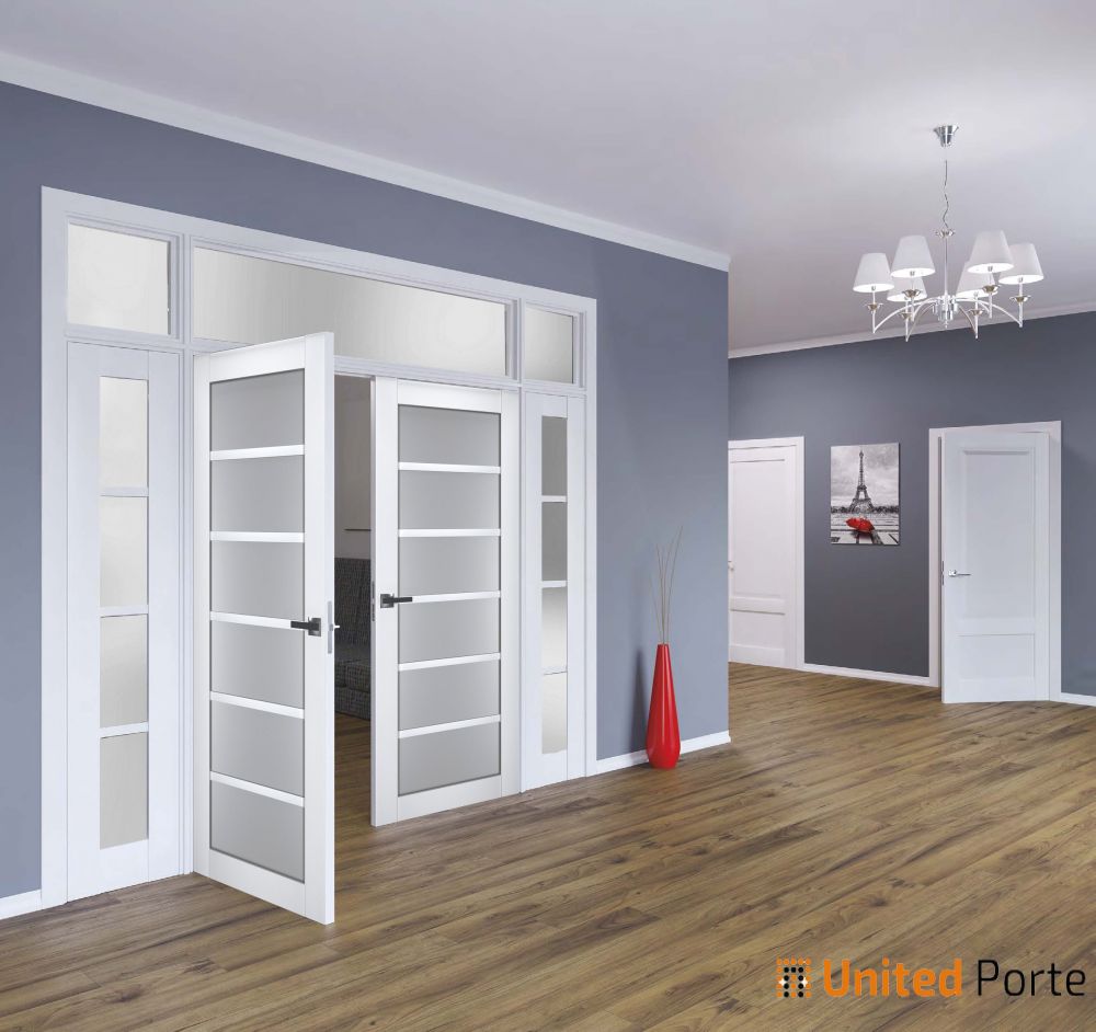Interior Solid French Door with Frosted Glass | Bathroom Bedroom Sturdy Doors | Buy Doors Online