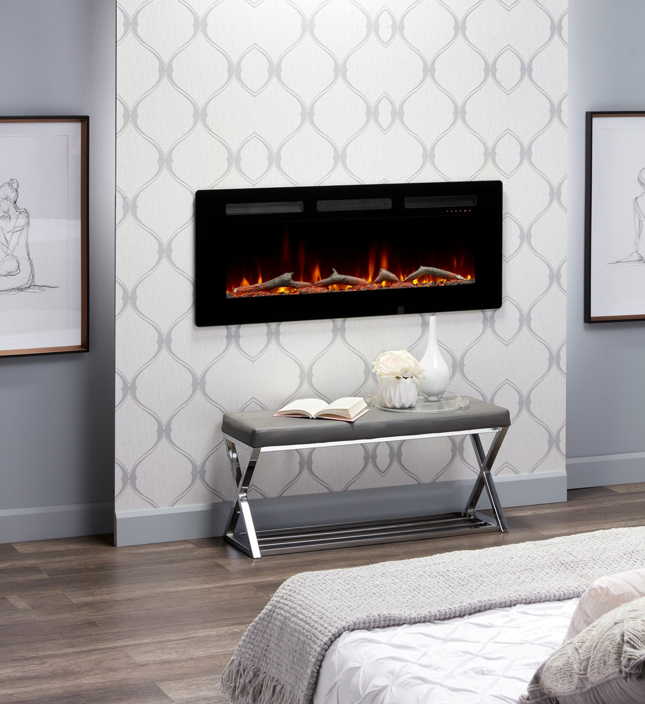 Wall/Built-In Linear Electric Fireplace | Dimplex - 48" Sierra