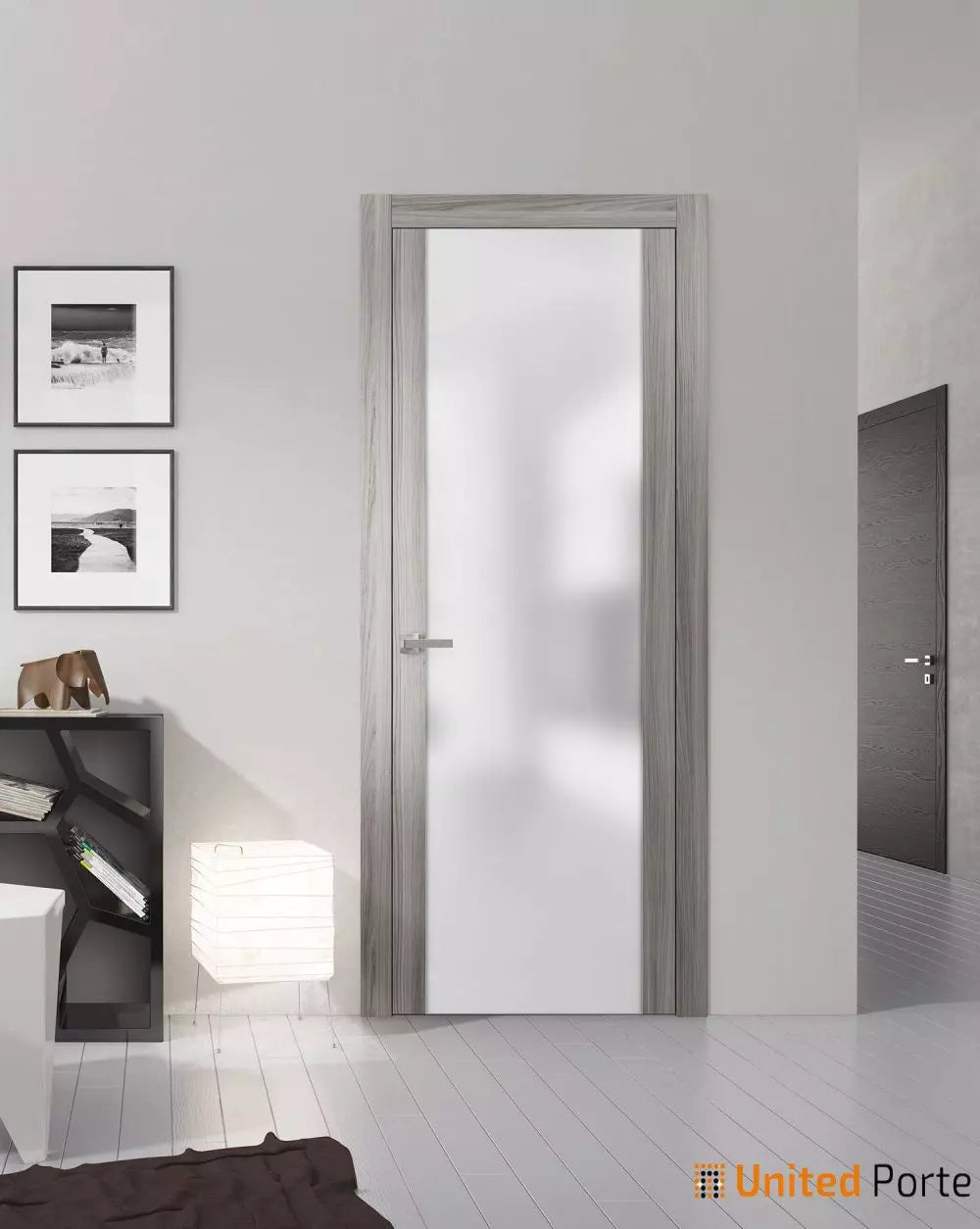 Modern Solid French Doors with Frosted Tempered Glass | Bathroom Bedroom Sturdy Doors | Buy Doors Online