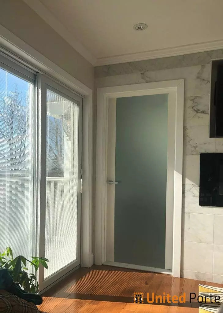 Modern Solid French Doors with Frosted Tempered Glass | Bathroom Bedroom Sturdy Doors | Buy Doors Online