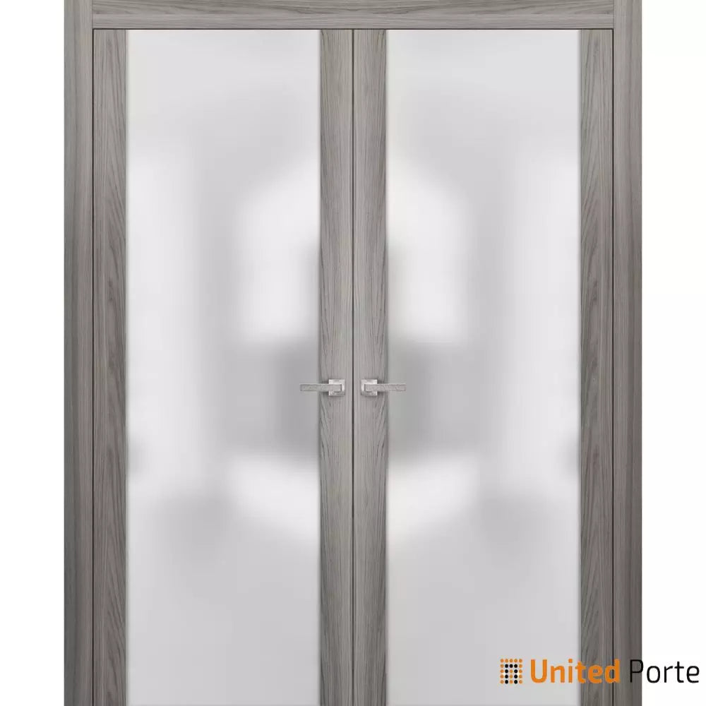 Modern Solid French Doors with Frosted Tempered Glass | Bathroom Bedroom Sturdy Doors | Buy Doors Online