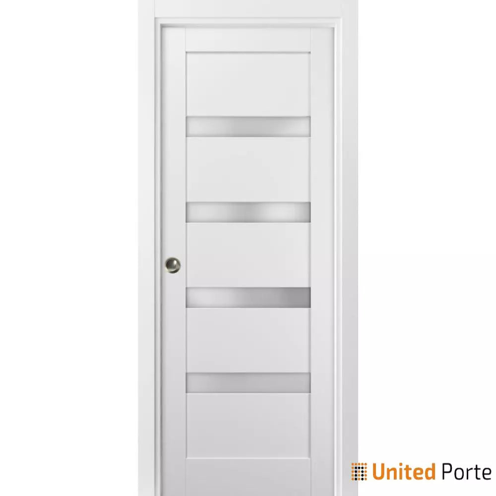 Panel Lite Pocket Door with Frosted Glass | Solid Wood Interior Pantry Kitchen Bedroom Sliding Closet Sturdy Doors | Buy Doors Online