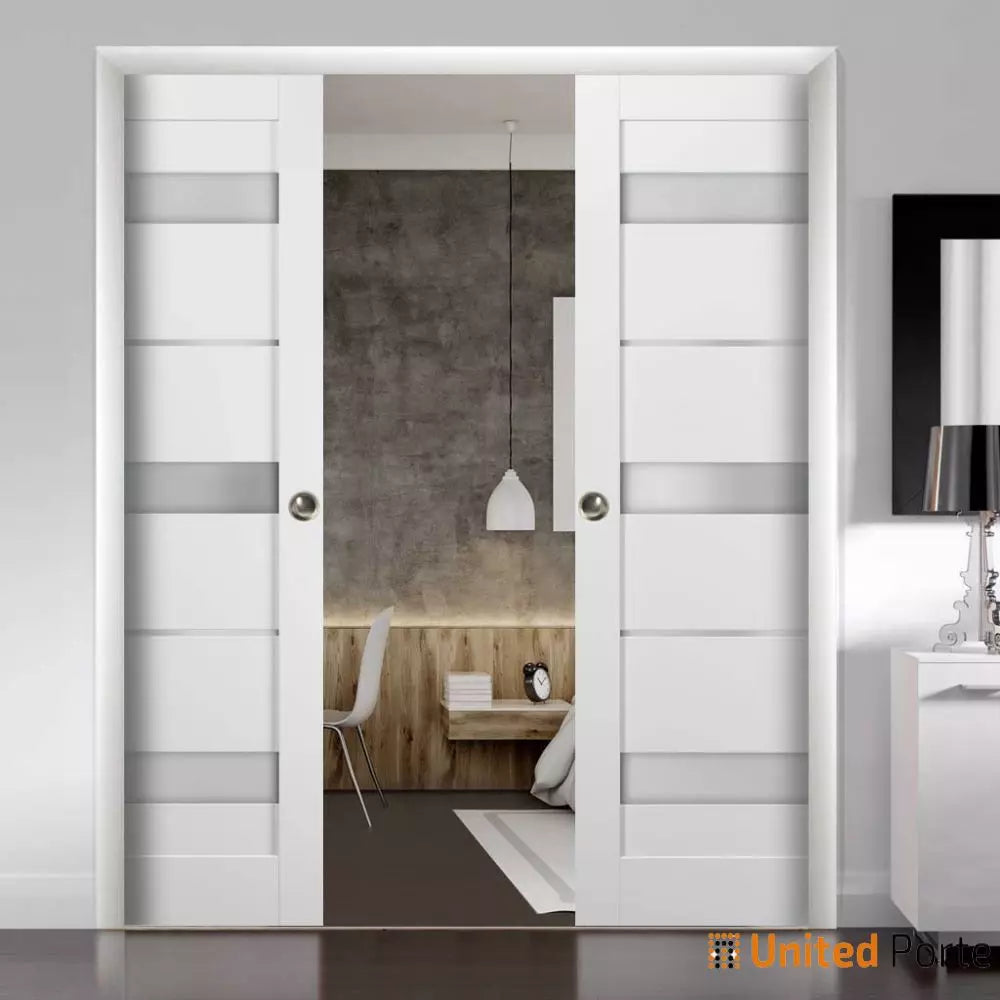 Panel Lite Pocket Door with Frosted Opaque Glass | Solid Wood Interior Sturdy Door | Buy Doors Online