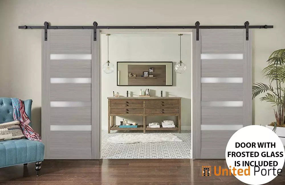 Sliding Barn Door with Frosted Glass | Lite Wooden Solid Panel Interior Doors | Buy Doors Online