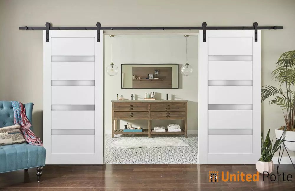 Sliding Barn Door with Frosted Glass | Lite Wooden Solid Panel Interior Doors | Buy Doors Online