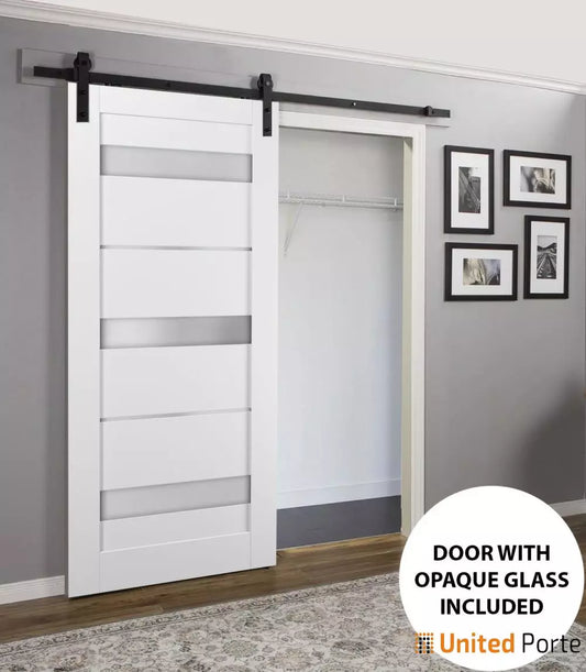 Sliding Barn Door with Frosted Opaque Glass | Lite Wooden Solid Panel Interior Doors | Buy Doors Online