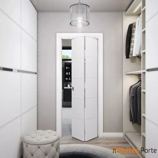 Sliding Closet Bi-fold Doors with Decorative Panels | Wood Solid Bedroom Wardrobe Doors | Buy Doors Online