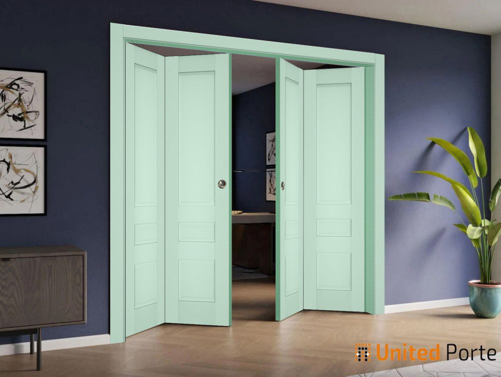 Sliding Closet Bi-fold Door with Decorative Panels | Wood Solid Bedroom Wardrobe Doors | Buy Doors Online