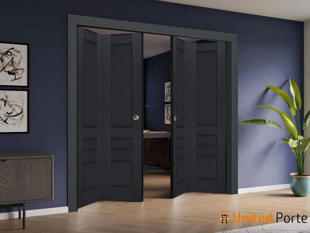 Sliding Closet Bi-fold Door with Decorative Panels | Wood Solid Bedroom Wardrobe Doors | Buy Doors Online