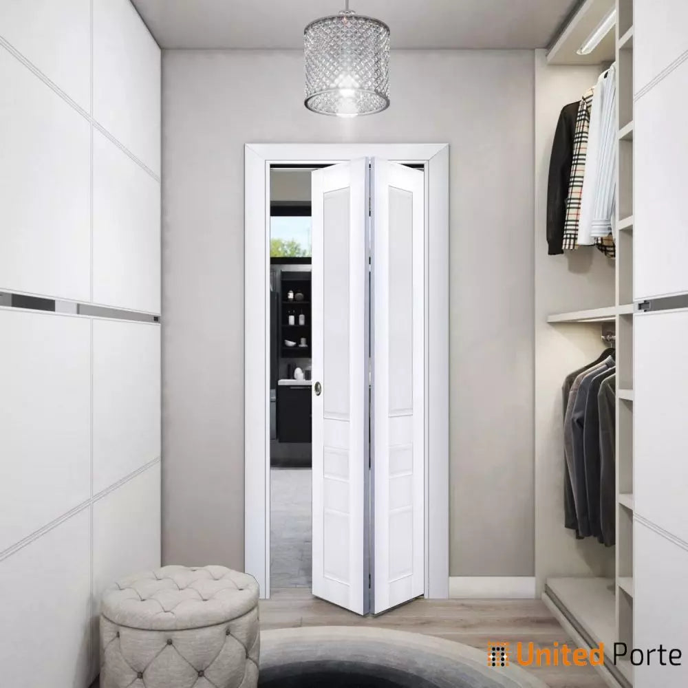 Sliding Closet Bi-fold Door with Decorative Panels | Wood Solid Bedroom Wardrobe Doors | Buy Doors Online