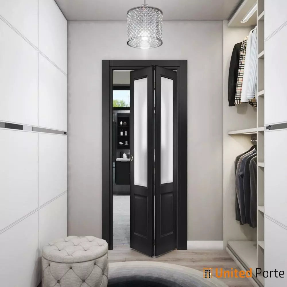 Sliding Closet Bi-fold Door with Frosted Glass | Wood Solid Bedroom Wardrobe Doors | Buy Doors Online