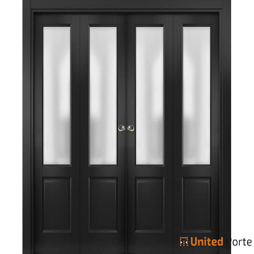 Sliding Closet Bi-fold Door with Frosted Glass | Wood Solid Bedroom Wardrobe Doors | Buy Doors Online