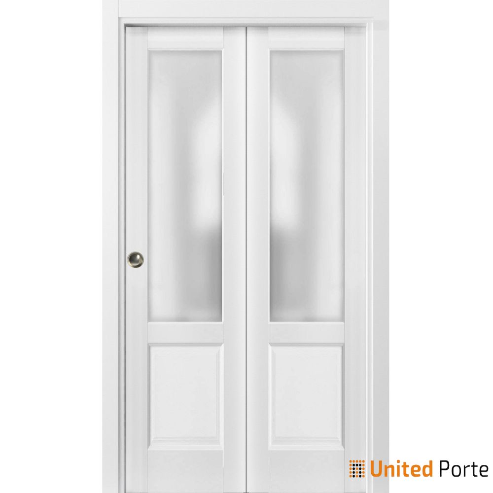 Sliding Closet Bi-fold Door with Frosted Glass | Wood Solid Bedroom Wardrobe Doors | Buy Doors Online