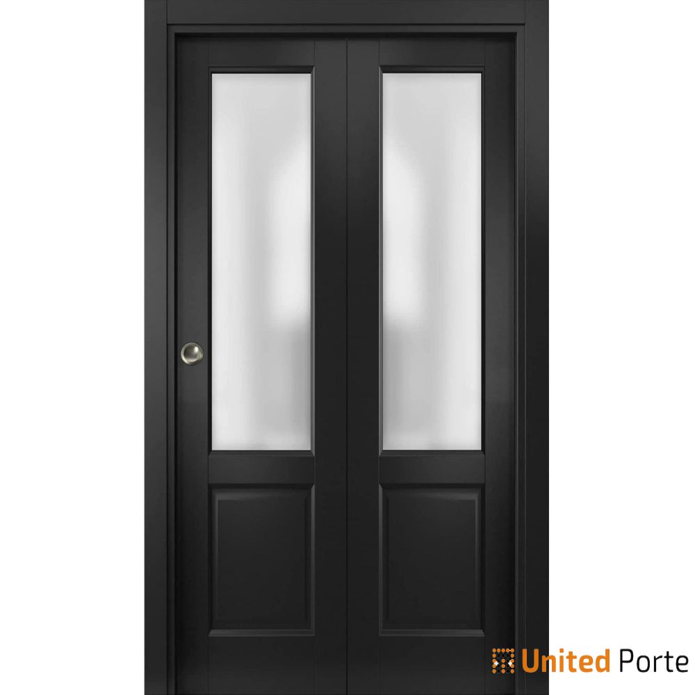 Sliding Closet Bi-fold Door with Frosted Glass | Wood Solid Bedroom Wardrobe Doors | Buy Doors Online