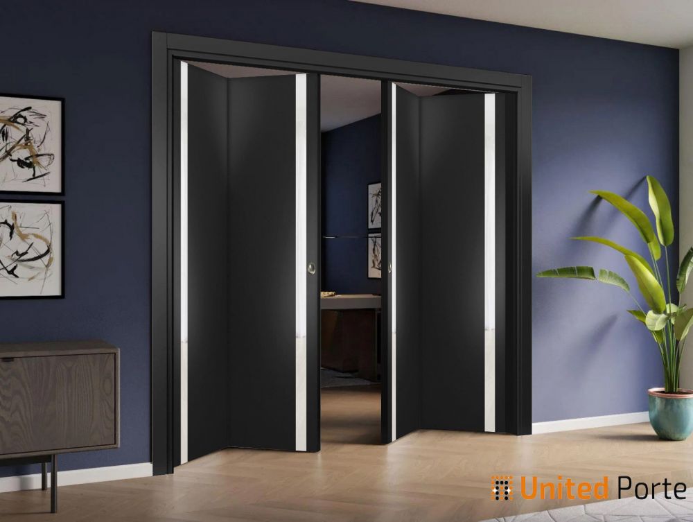 Sliding Closet Bi-fold Doors with Frosted Glass | Wood Solid Bedroom Wardrobe Doors | Buy Doors Online